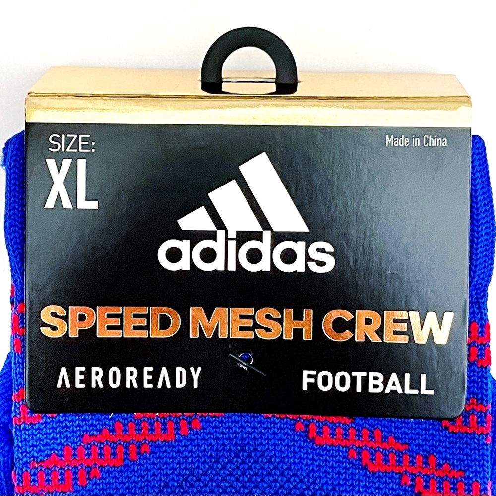 Adidas Speed Mesh Football Crew Socks Blue Red Mens Size XL - Picture 2 of 5